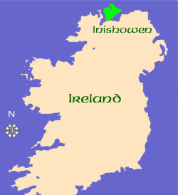 map showing Inishowen in Ireland